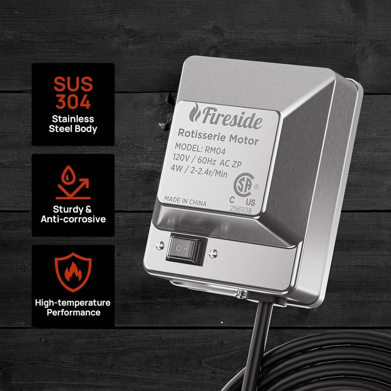 TURBRO Universal Stainless Steel Grill Rotisserie Motor, Heavy Duty 4W Replacement Motor with Waterproof On/Off Switch - Supports up to 40 lbs - CSA Certified - for Outdoor BBQ and Gatherings - Image 3